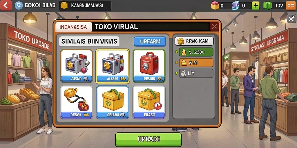 Screenshot ketiga menunjukkan karakter unik yang dapat dimainkan.