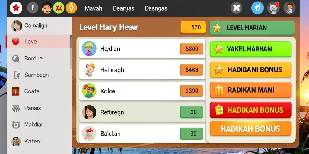 Tantangan seru di setiap level yang baru.
